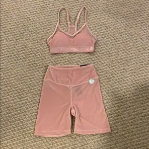 VS PINK bike shorts and sports bra